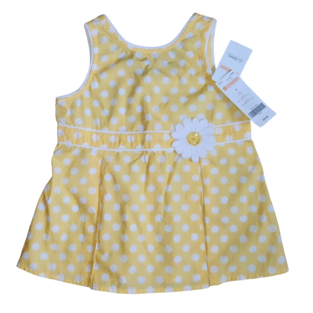 GYMBOREE 6 GIRLS Yellow & White Daisy Polka Dot Pleated Sleeveless Tank Top  NWT